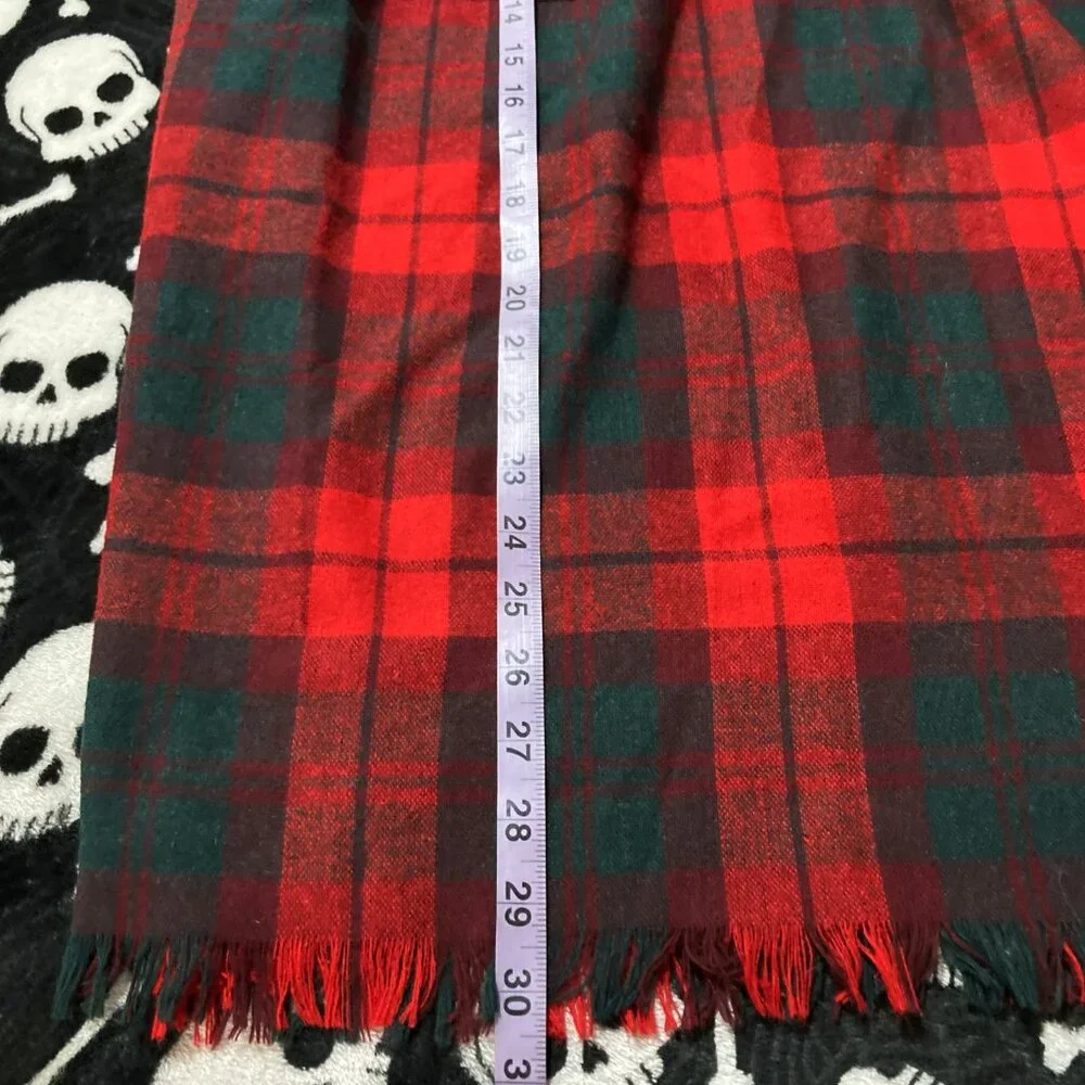 GRAFF SPORT Vintage red pine green plaid a-line skirt w/ pockets ~ SMALL MEDIUM - Picture 6 of 10